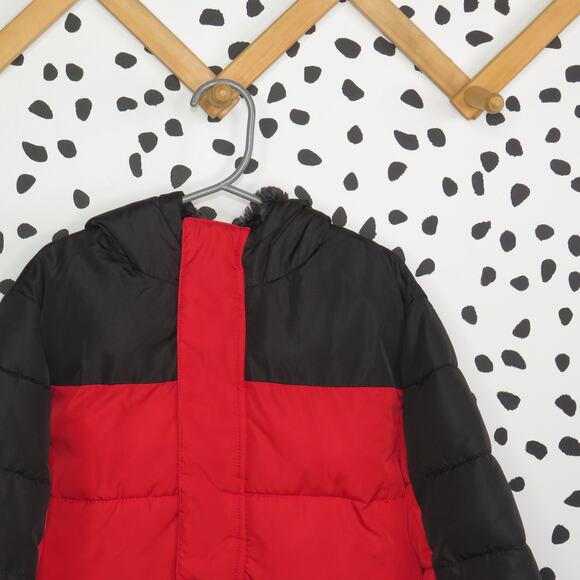 Wonder Nation Red and Black Boys Hooded Puffer Jacket - Picture 2 of 7